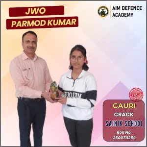 JWO Parmod Kumar presenting award to Gauri for Sainik School success