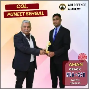 Col. Puneet Sehgal congratulating Aman for NDA + SSB success