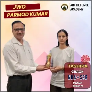 JWO Parmod Kumar felicitating Tashika for NDA + SSB success